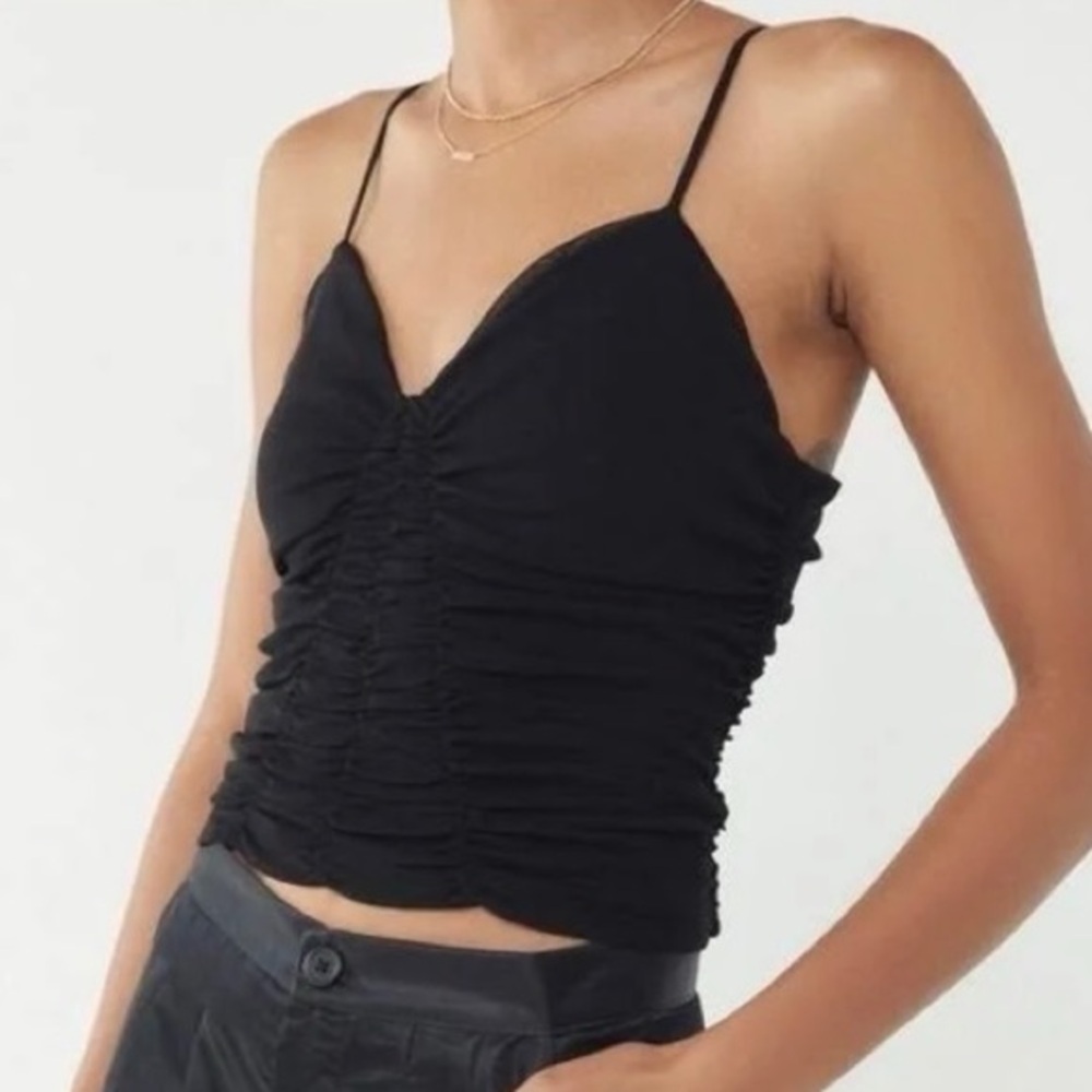 UO Mesh Ruched Tank